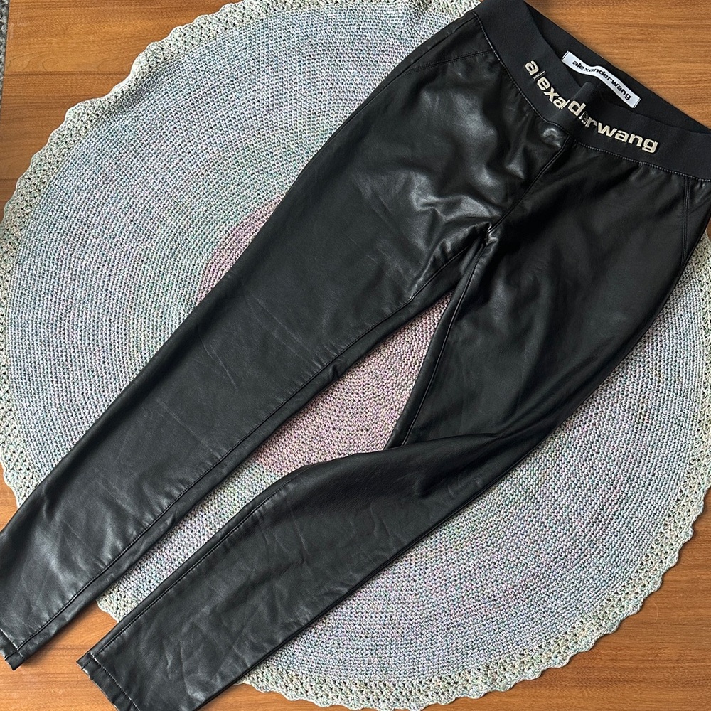 Alexander Wang Black Faux Leather Stretch Leggings/Pants Size 29/30